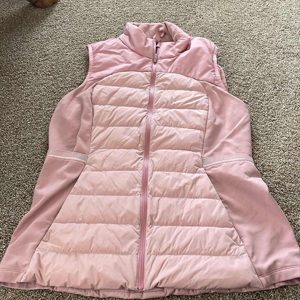 Gently used, lululemon dusty pink, Down for it all vest, 14.